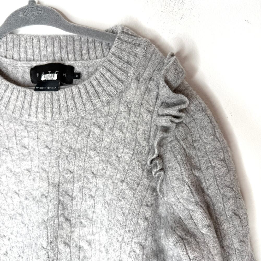 HATCH Merino Wool Ruffle Audrey Maternity SHRUNKEN Sweater In Gray Size XS - Picture 4 of 10